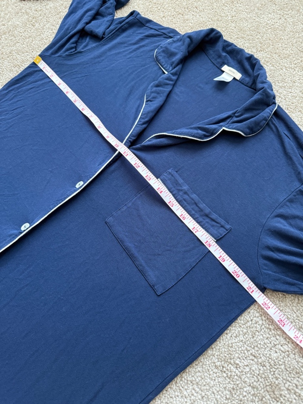 Eberjey Gisele TENCEL Modal Button Up Sleepshirt Dress Navy/Ivory - Picture 6 of 7